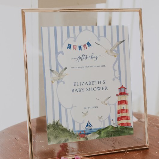Nautisch Baby shower Cadeau Tafelteken Poster