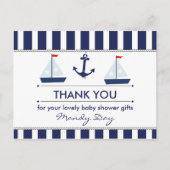 Nautisch Baby shower Dank u Briefkaart (Voorkant)