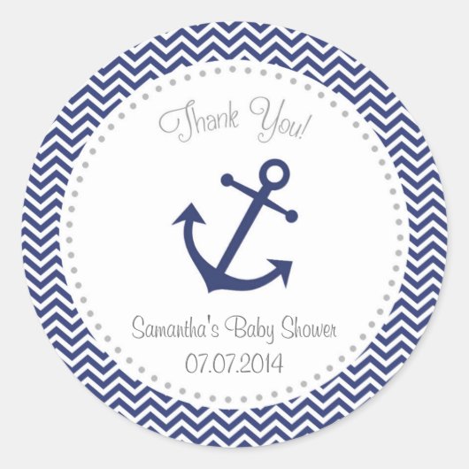 Nautisch Baby shower Dank u Sticker (Voorkant)