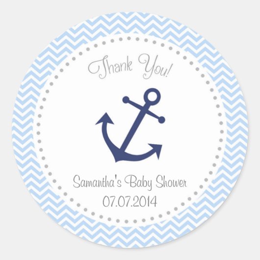 Nautisch Baby shower Dank u Sticker (Voorkant)