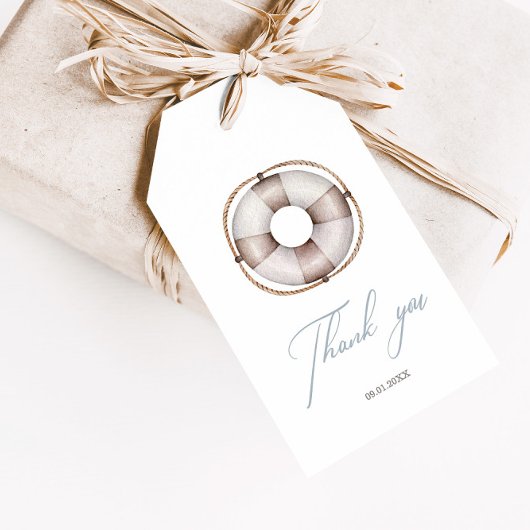 Nautisch Baby shower Dank u wel Cadeaulabel