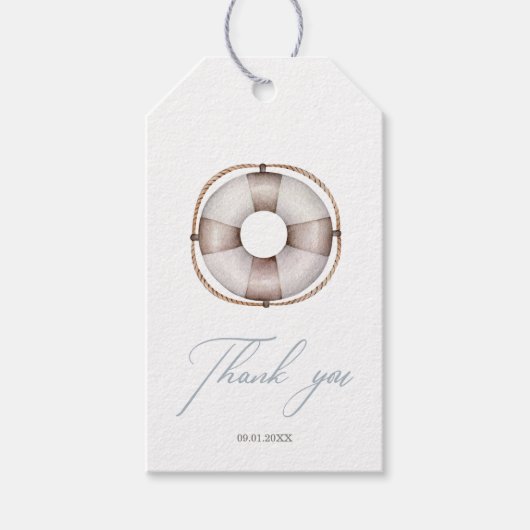 Nautisch Baby shower Dank u wel Cadeaulabel (Voorkant)