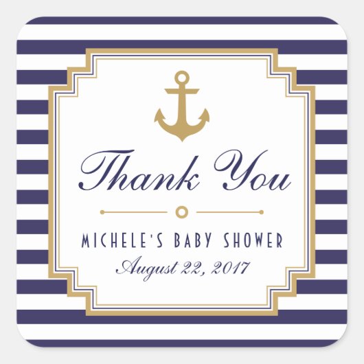 Nautisch Baby shower Dank u wel voor Stickers (Voorkant)