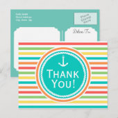 Nautisch Baby shower, felle regenboogstrepen Briefkaart (Voorkant / Achterkant)