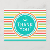 Nautisch Baby shower, felle regenboogstrepen Briefkaart (Voorkant)