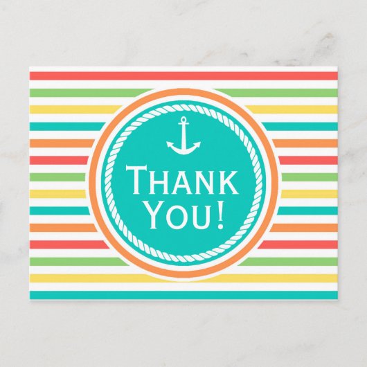 Nautisch Baby shower, felle regenboogstrepen Briefkaart (Voorkant)