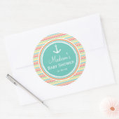 Nautisch Baby shower, felle regenboogstrepen Ronde Sticker (Envelop)
