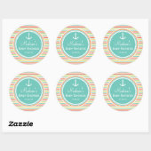Nautisch Baby shower, felle regenboogstrepen Ronde Sticker (Vel)