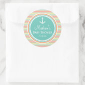 Nautisch Baby shower, felle regenboogstrepen Ronde Sticker (Tas)