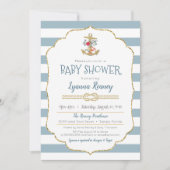 Nautisch Baby shower Floral Anchor Navy Blue Kaart (Voorkant)