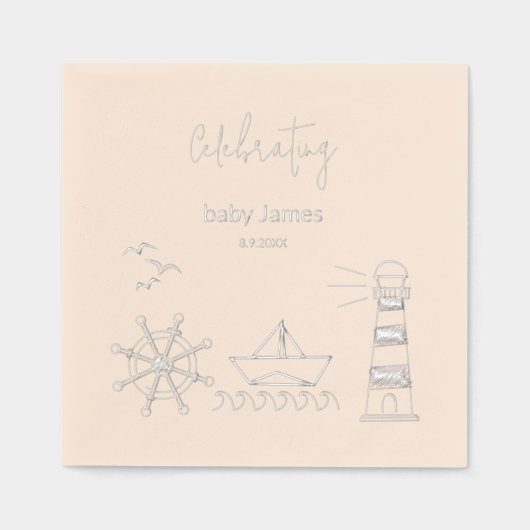 Nautisch Baby shower Folie Servetten (Voorkant)