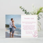 Nautisch Baby shower Foto Dank u kaart | Roze W (Staand voorkant)