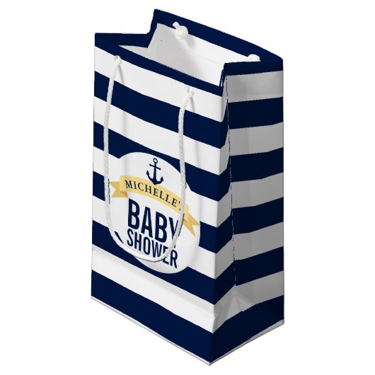Nautisch Baby shower Gepersonaliseerd Klein Cadeauzakje (Voorkant Gekanteld)