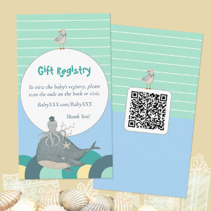 Nautisch Baby shower Gift Registry QR Code Groen Informatiekaartje