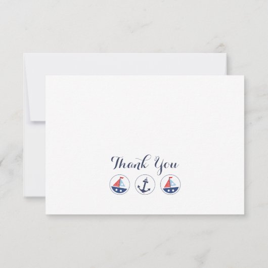 Nautisch Baby shower Hartelijk dank Bedankkaart (Achterkant)