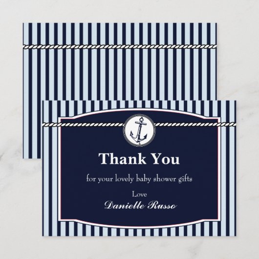 Nautisch Baby shower Hartelijk dank Bedankkaart (Voorkant / Achterkant)