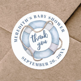 Nautisch Baby shower Hartelijk dank Ronde Sticker