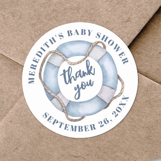 Nautisch Baby shower Hartelijk dank Ronde Sticker