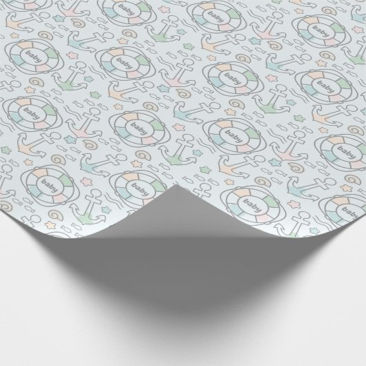 Nautisch Baby shower inpakpapier (Hoek)