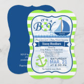 Nautisch Baby shower; Lime Green & Blue Kaart (Voorkant / Achterkant)