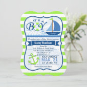 Nautisch Baby shower; Lime Green & Blue Kaart (Staand voorkant)