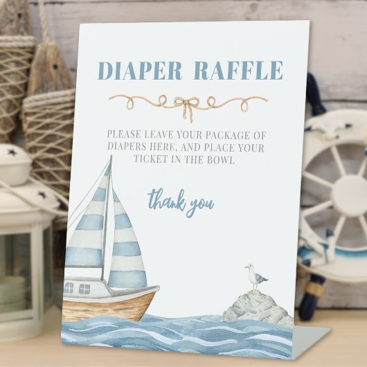 Nautisch Baby shower Luier Raffle Enclosure Kaart Reclamebord Met Voetstuk