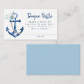 Nautisch Baby shower Luier Raffle Kaart | Blauwe A (Voorkant / Achterkant)