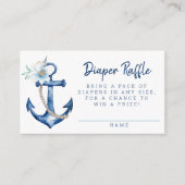 Nautisch Baby shower Luier Raffle Kaart | Blauwe A (Voorkant)