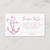 Nautisch Baby shower Luier Raffle Kaart | Roze blo (Voorkant)
