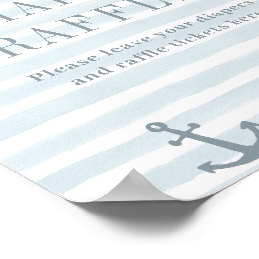 Nautisch Baby shower Luier Raffle Tafelteken Poster (Hoek)