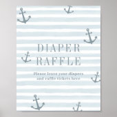 Nautisch Baby shower Luier Raffle Tafelteken Poster (Voorkant)