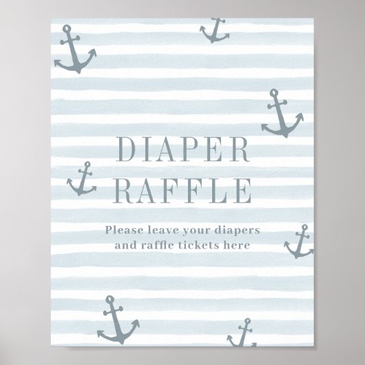 Nautisch Baby shower Luier Raffle Tafelteken Poster (Voorkant)