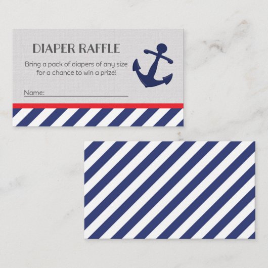 Nautisch Baby shower Luier Raffle Tickets Informatiekaartje (Voorkant / Achterkant)