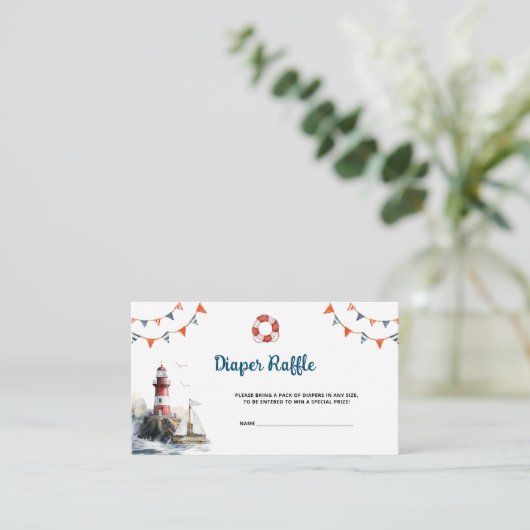 Nautisch Baby shower Luierschouw Informatiekaartje (Staand voorkant)