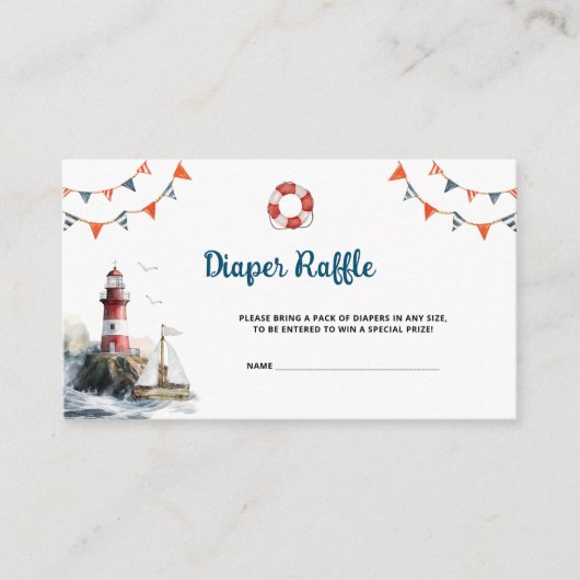 Nautisch Baby shower Luierschouw Informatiekaartje (Voorkant)