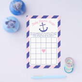 Nautisch Baby shower met ankerpunt Bingo Roze & ma Flyer (Enkel)