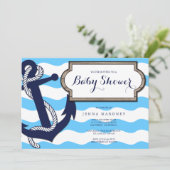Nautisch Baby shower met Ankeruitnodiging Kaart (Staand voorkant)
