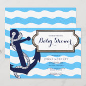 Nautisch Baby shower met Ankeruitnodiging Kaart (Voorkant / Achterkant)