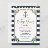 Nautisch Baby shower met goudanker Kaart (Voorkant)