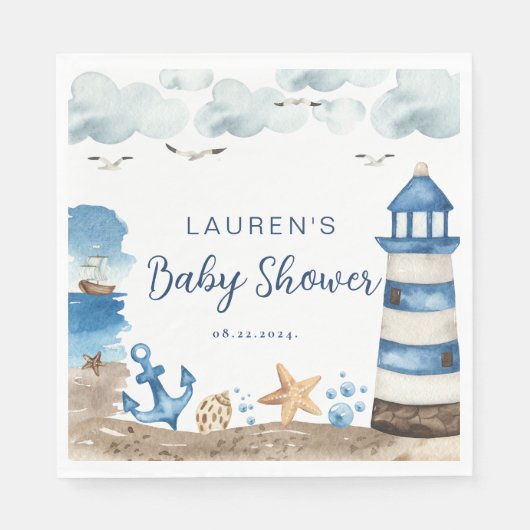 Nautisch Baby shower Napkins Servet (Voorkant)