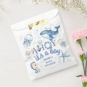 Nautisch Baby shower Navy Blue Boy Bedankzakje (Gezegeld)