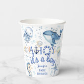 Nautisch Baby shower Navy Blue Sailor Papieren Bekers (Achterkant)