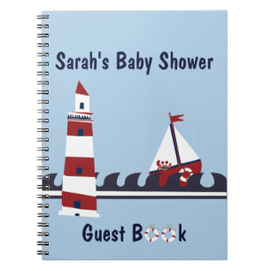 Nautisch Baby shower Ocean Scene Guest Book Notitieboek