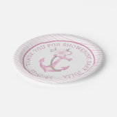 Nautisch Baby shower papier Borden | Roze anker Th Papieren Bordje (Gekanteld)