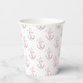 Nautisch Baby shower papieren bekers | Roze bloema (Achterkant)