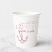 Nautisch Baby shower papieren bekers | Waterverf A (Achterkant)