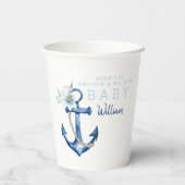 Nautisch Baby shower papieren bekers | Waterverf A (Achterkant)