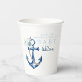 Nautisch Baby shower papieren bekers | Waterverf A (Voorkant)