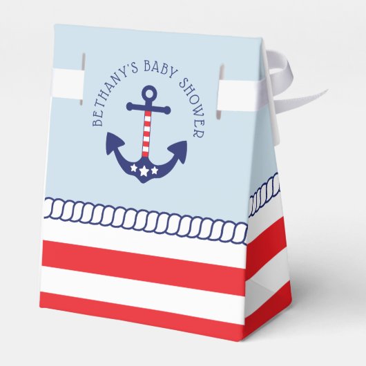 Nautisch Baby shower Patriottisch Anker Dank u Bedankdoosjes (Achterkant)