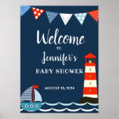 Nautisch Baby shower Poster, welkomstbord, feest Poster (Voorkant)